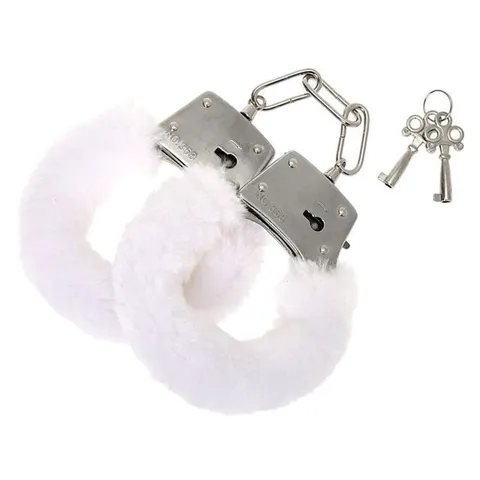 Algema de Metal com Pelúcia Branca