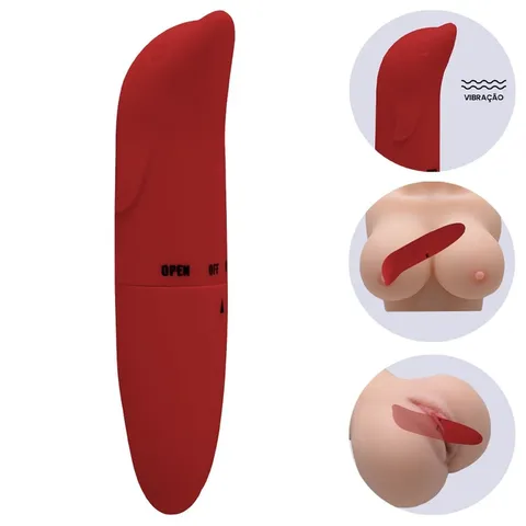 Vibrador Ponto G Golfinho Aveludado 01 Intensidade- Vermelho