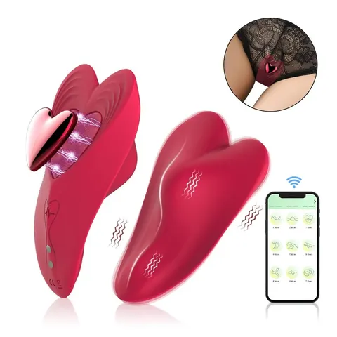 Vibrador de Calcinha com Imã Formato de Coração via Aplicativo de celular – recarregável