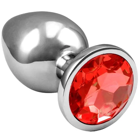 Plug Anal com Joia Redonda – Tamanho G – vermelho – Aluminio