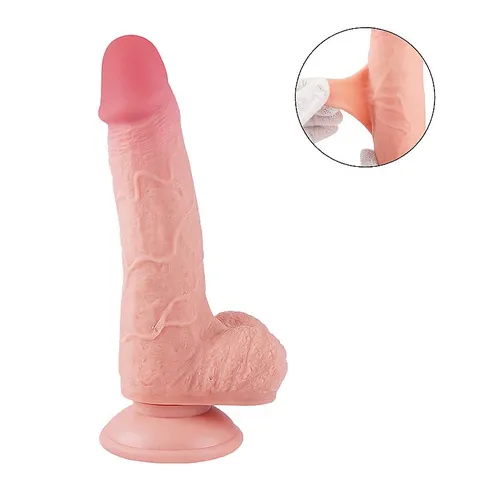 Dildo Super Realístico Dupla Camada 19,5 x 4,0 cm - Ventosa Removível