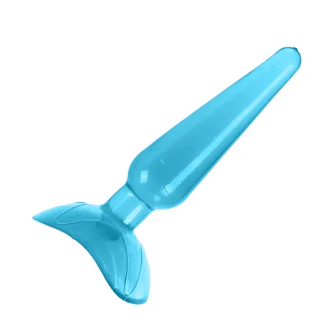 Plug Anal Silicone Jelly Pontudo com Ventosa – azul