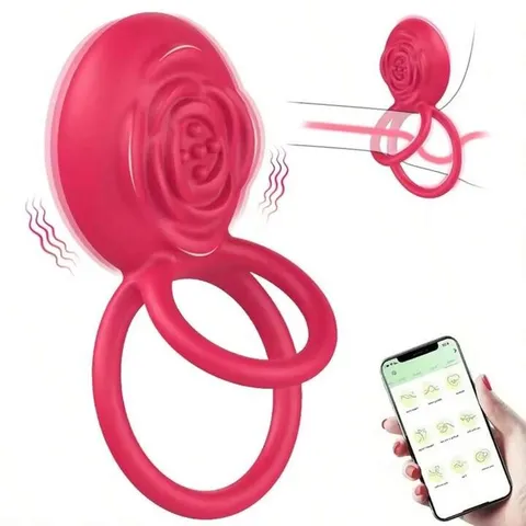 anel peniano por aplicativo de celular com anel escrotal – vermelho