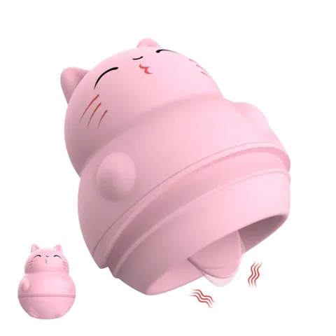 Vibrador de clitóris em formato de gato com línguinha – recarregável
