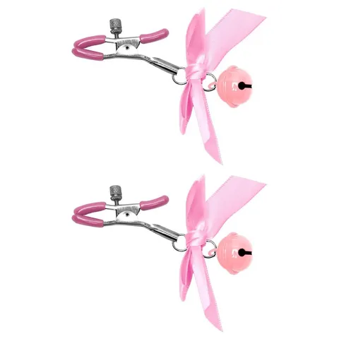 Grampos de Mamilo com Sino e Laço – rosa