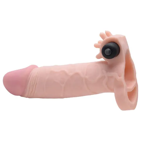 Capa Peniana 17,5 x 4,5 cm Realística c/ Vibrador e Anel