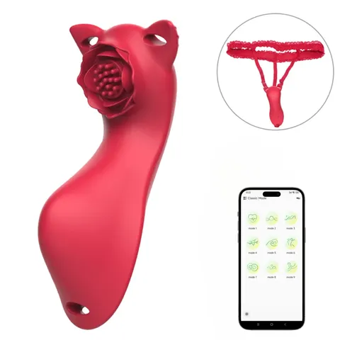 Vibrador de calcinha com alça ajustável por aplicativo de celular – recarregável