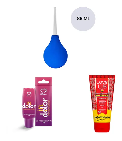 Ducha anal + lubrificante de morango + anestésico anal