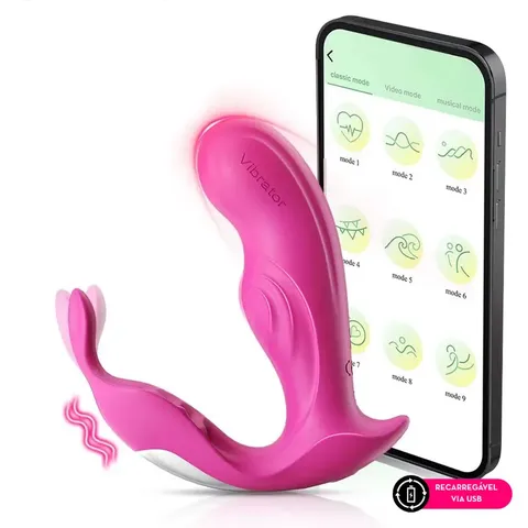 Vibrador com estimulador clitoriano por aplicativo – recarregável
