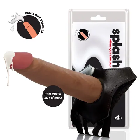 Pênis Que Ejacula 18,5 x 4,5 cm Marrom com Cinta Strap On