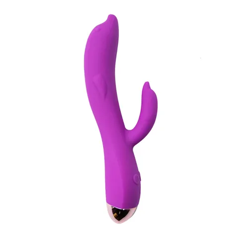 Vibrador Formato de Golfinho com Estimulador de Clitóris – recarregavel