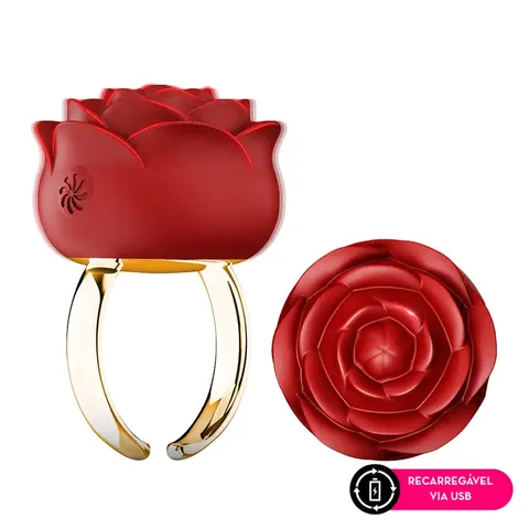 Mini vibrador anel em formato de rosa – recarregavel