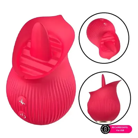 Estimulador flower com língua estimuladora – recarregável