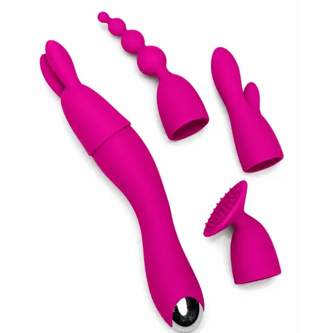 Vibrador multifunções com 4 ponteiras – recarregável