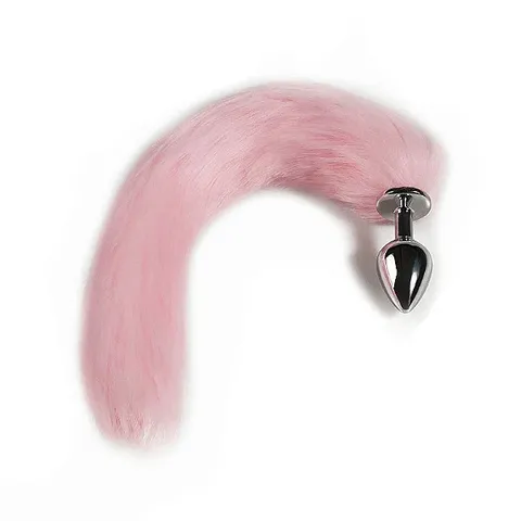 Plug de Metal com Rabo Rosa - G