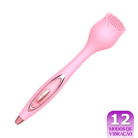 Varinha Vibratória com Cabeça Formato de Rosa