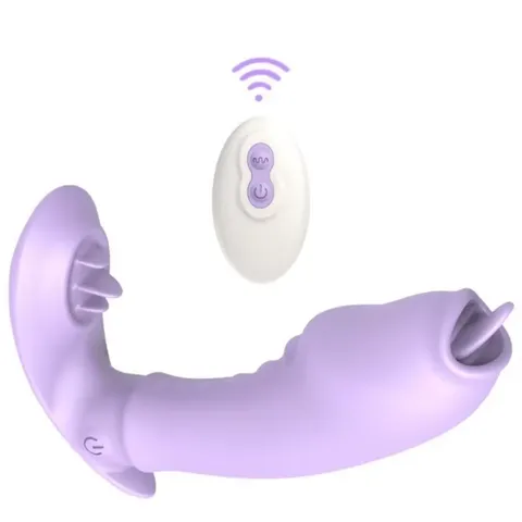 Vibrador duplo com lingua e controle remoto – recarregáveis