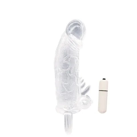 Capa Peniana 15,5 x 4,1 cm c/ Vibrador e anel – transparente