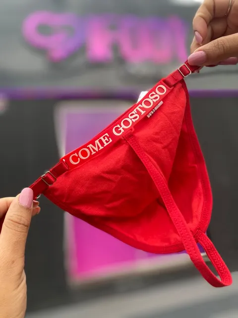Cueca Fio Dental com Frases Neon (come gostoso) Brilha no Escuro