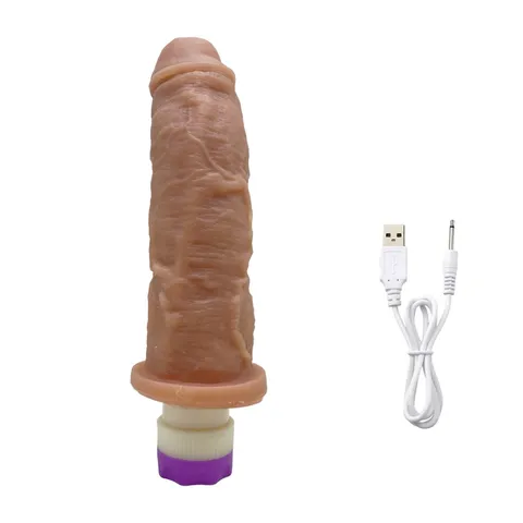 Prótese Realística 19 x 5,5 cm com Vibro Recarregável - Bege