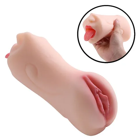 Masturbador Duplo - Vagina e Boca 19,0 x 9,5 cm
