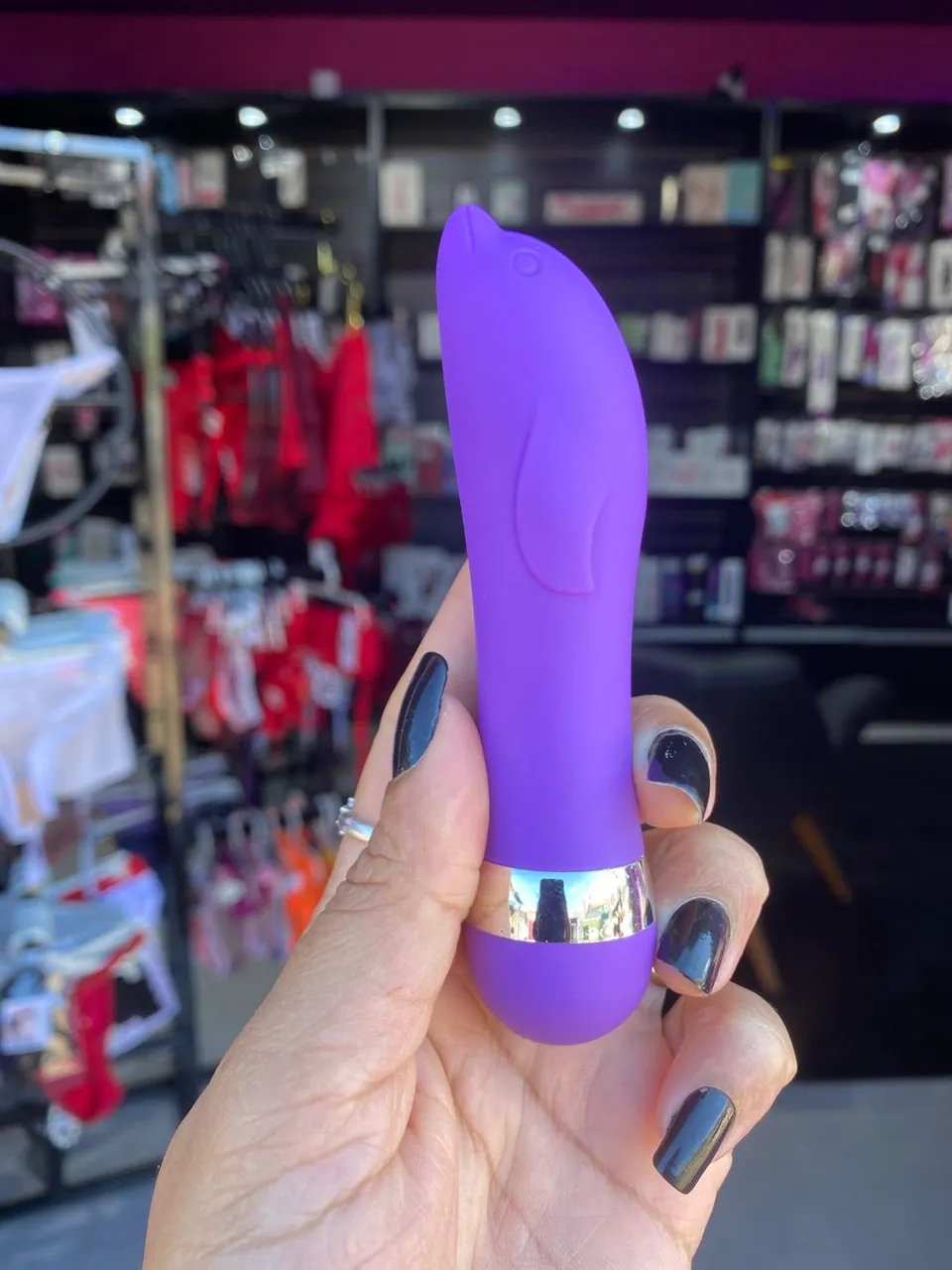 Vibrador Formato Golfinho Aveludado Multivelocidade – pilha – Ref. 47766 — foto 1 de 2