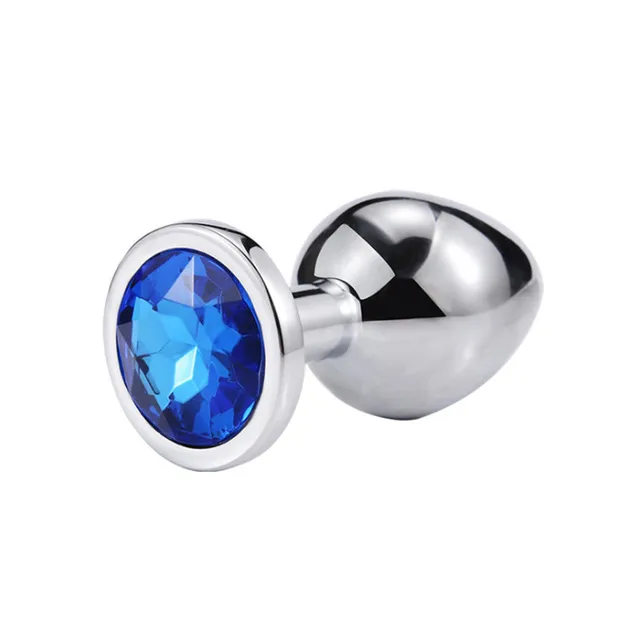 Plug Anal com Joia Redonda – Tamanho M – azul escuro