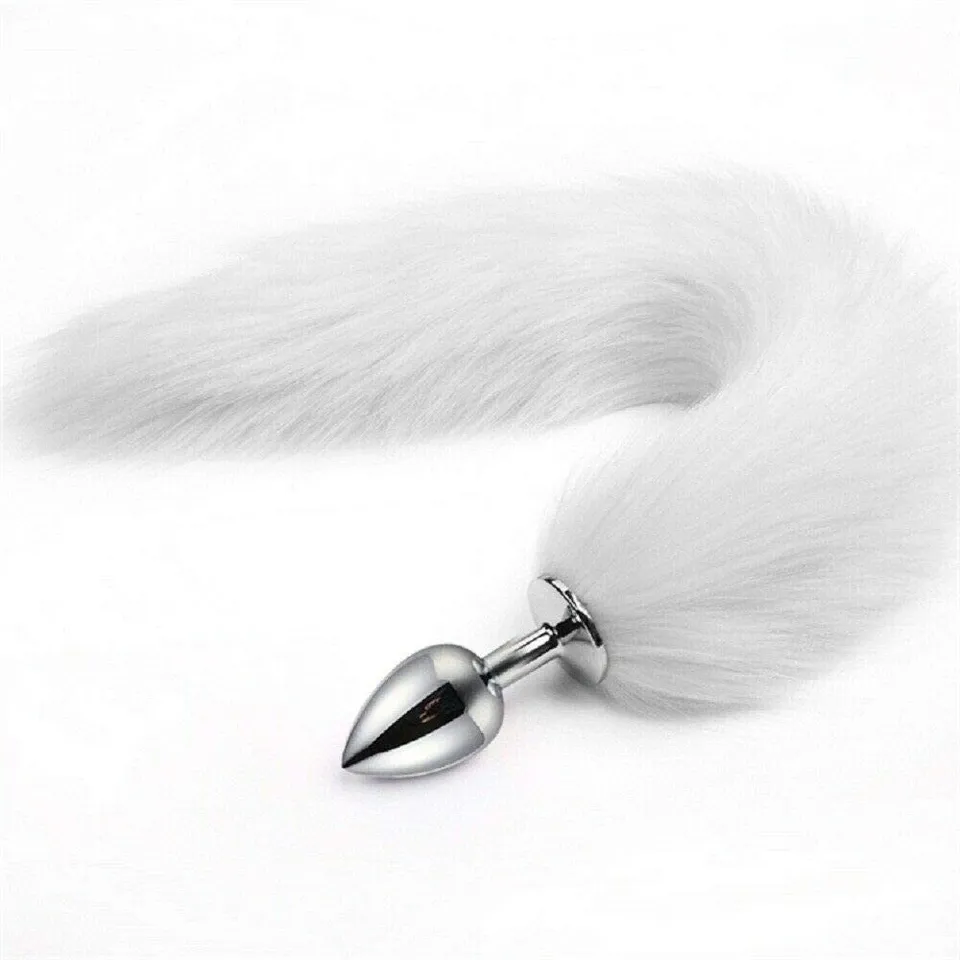 Plug de Metal com Rabo Branco - P