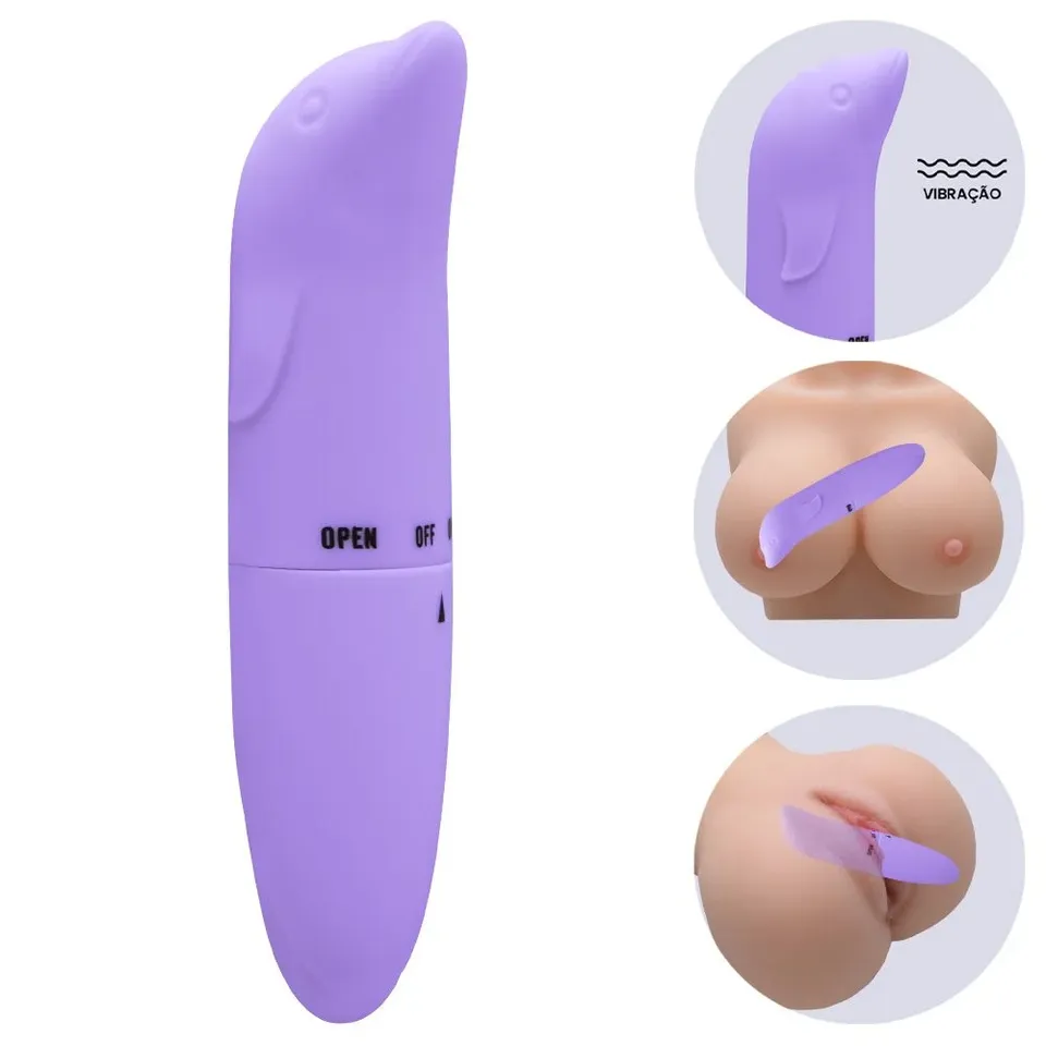 Vibrador Ponto G Golfinho Aveludado 01 Intensidade- Lilás — foto 1 de 3