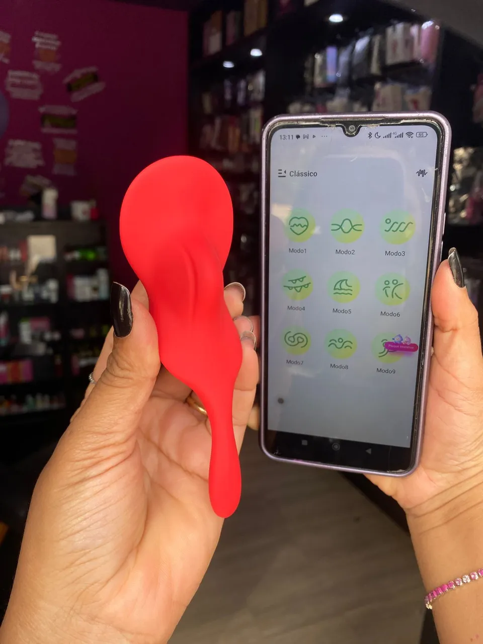 Vibrador de Calcinha por aplicativo de celular 09 intensidades – recarregável – Ref. 79721 — foto 1 de 8