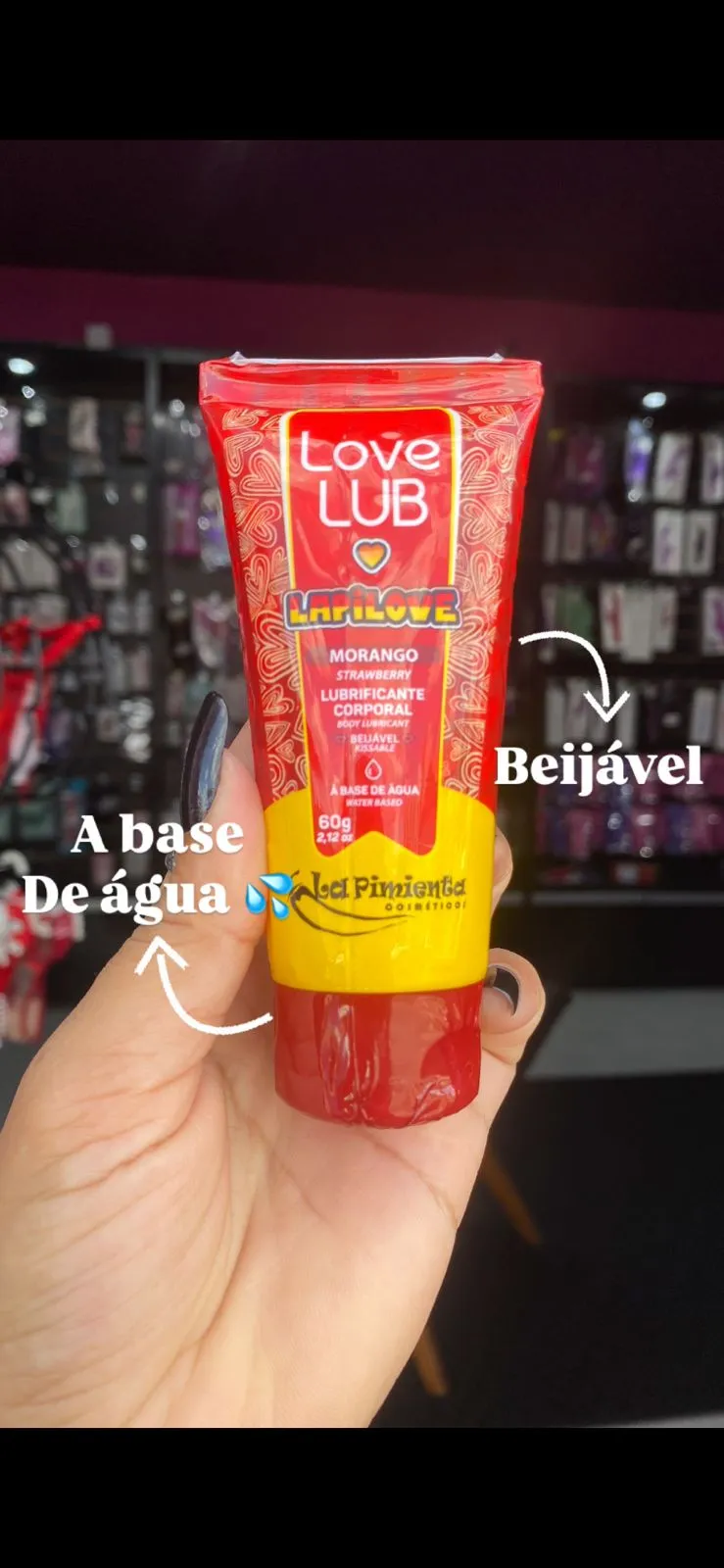 Love Lub LapiLove Lubrificante Corporal Beijável morango 60 g – La Pimienta