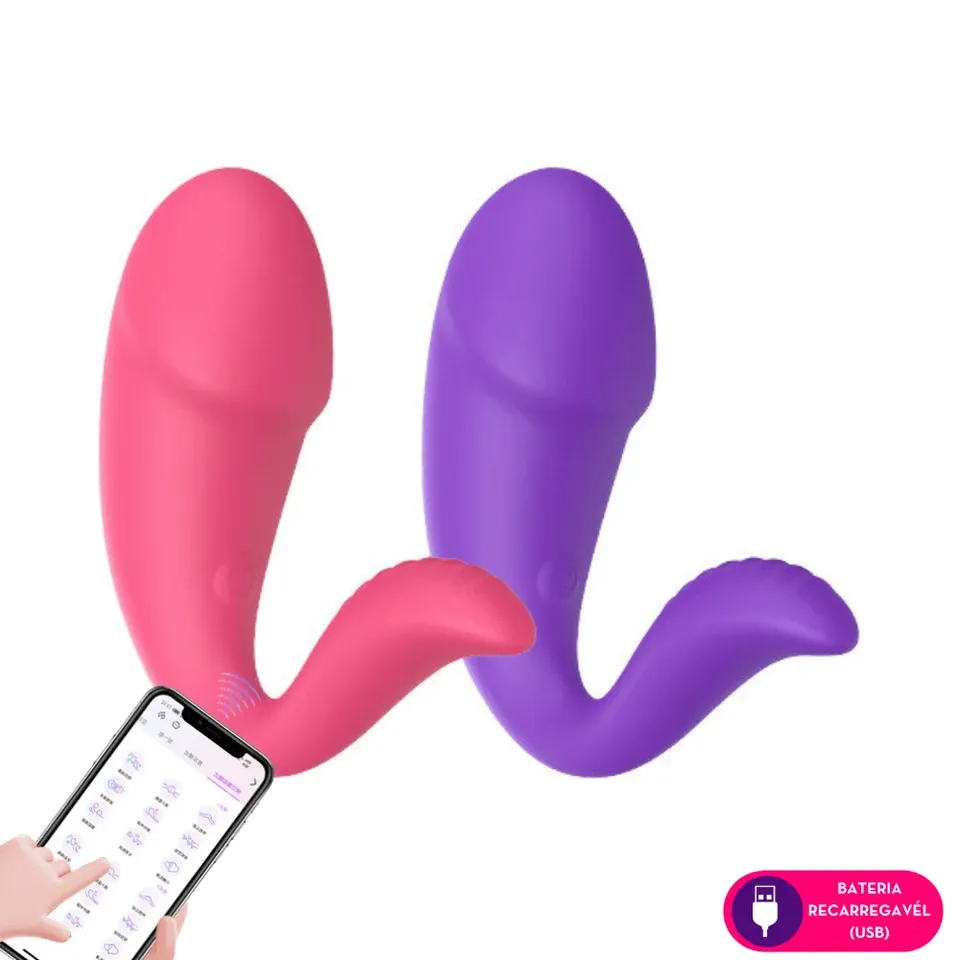 Vibrador de casal -por aplicativo de celular glande por aplicativo de celular- 09 intensidades – rosa