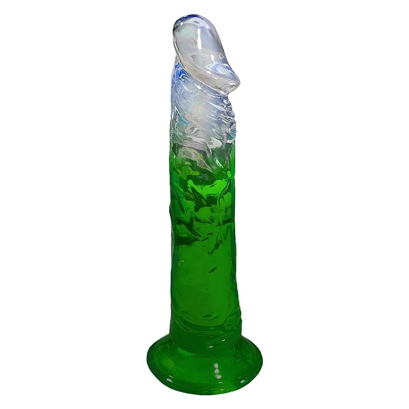 pênis em jelly 18,5 x 3,5 cm – transparente com verde — foto 1 de 4