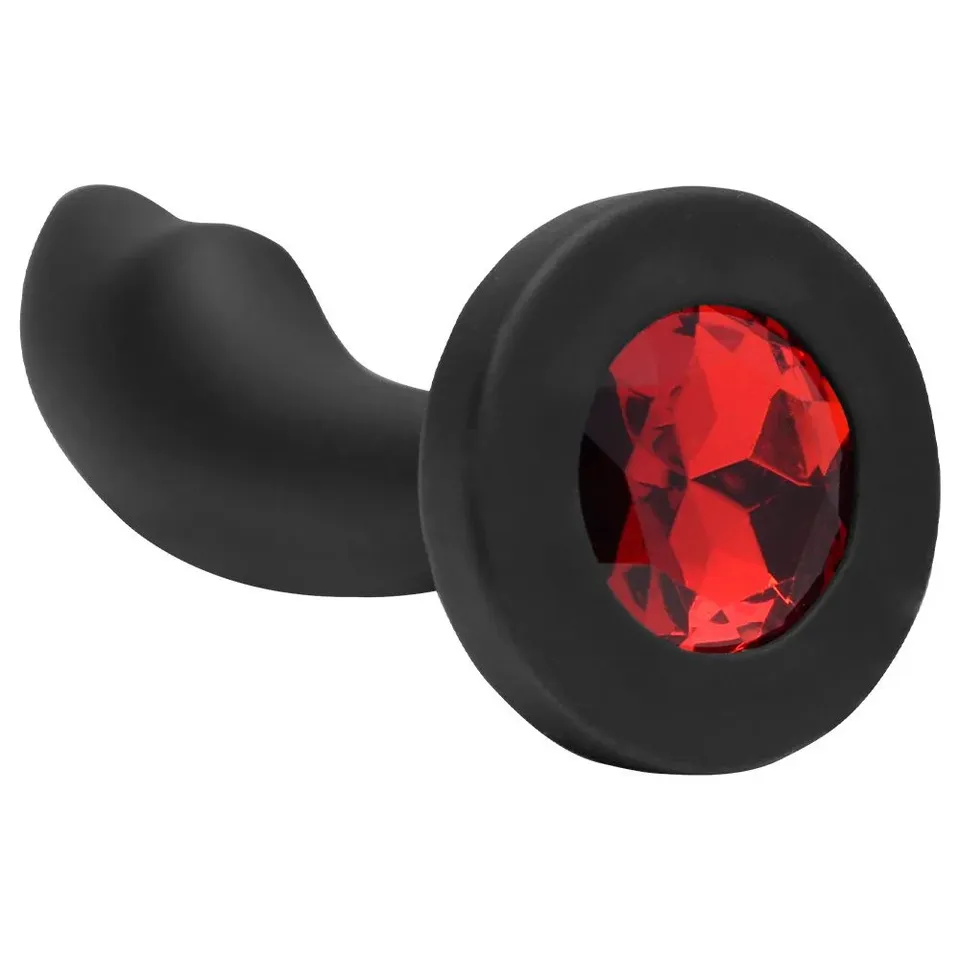 Plug Anal Curvado Pedra Silicone – Tamanho P - preto – Ref. 84881 — foto 1 de 7