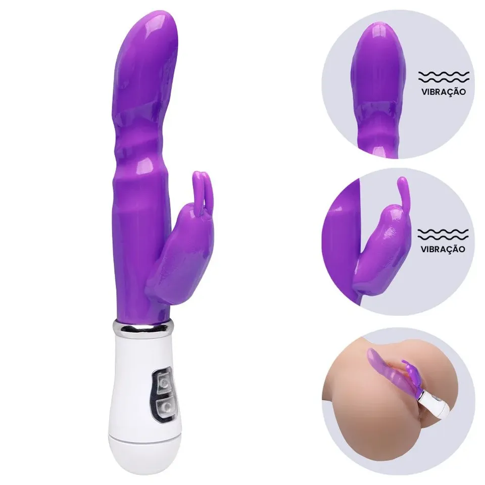 Vibrador Rabbit com estimulo no ponto G e clitóris - 12 intensidades – roxo — foto 1 de 4