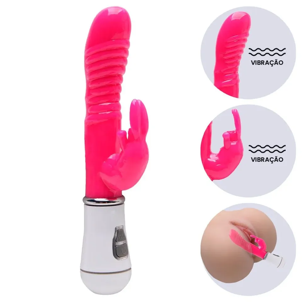 Vibrador rabbit em Jelly com estimulo no ponto g e clitóris- 12 intensidades – pilha – Breno Lilas — foto 1 de 5