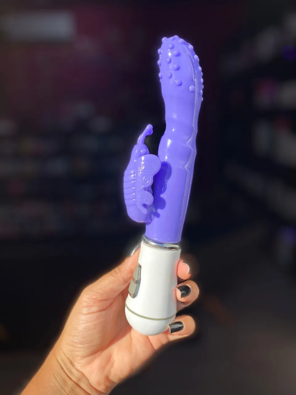 Vibrador ponto g com estimulo no clitóris- 10 intensidades pilha (57) – Butterfly Zxt Roxo — foto 1 de 2