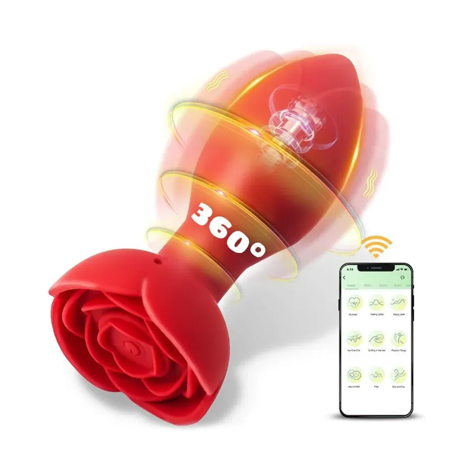 Plug Anal Rosa Giratória com Vibração e Aplicativo de celular (db-031) vermelho — foto 1 de 4