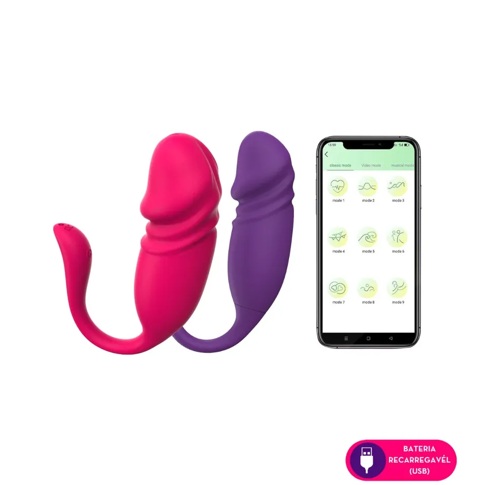 Vibrador com formato de glande por aplicativo de celular 10 intensidades – recarregável — foto 1 de 5