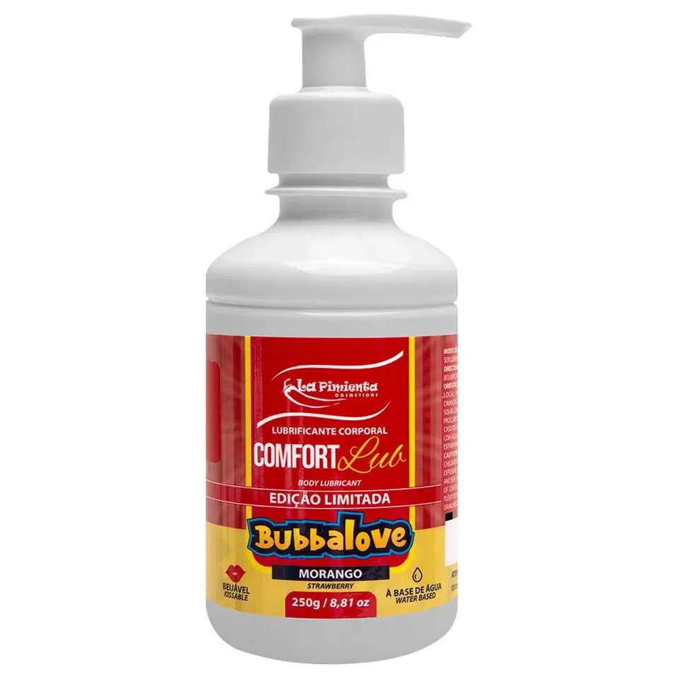 Lubrificante Tamanho Econômico Confort-Lub Bubbalove morango 250 g — foto 1 de 2