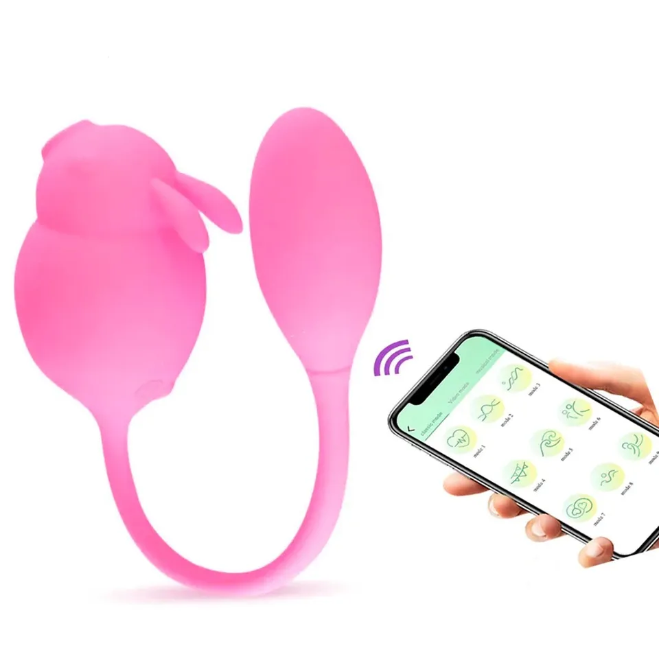 Vibrador formato de coelho com pulsação no clitóris e cápsula vibratória por app de celular – recarregável — foto 1 de 4