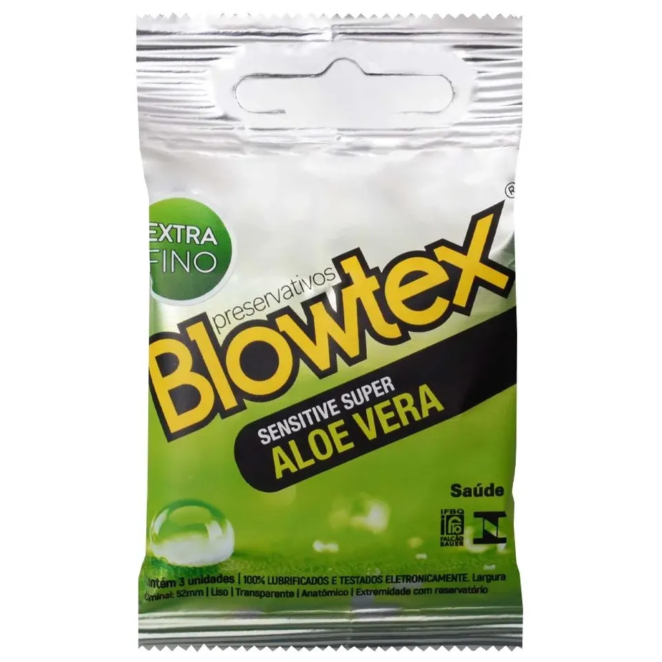 Preservativo Sensitive Super Aloe Vera 03 Unidades Blowtex — foto 1 de 2