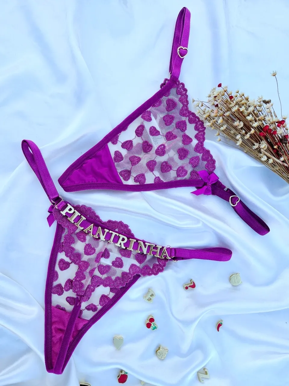 Calcinha coração personalizável – roxo