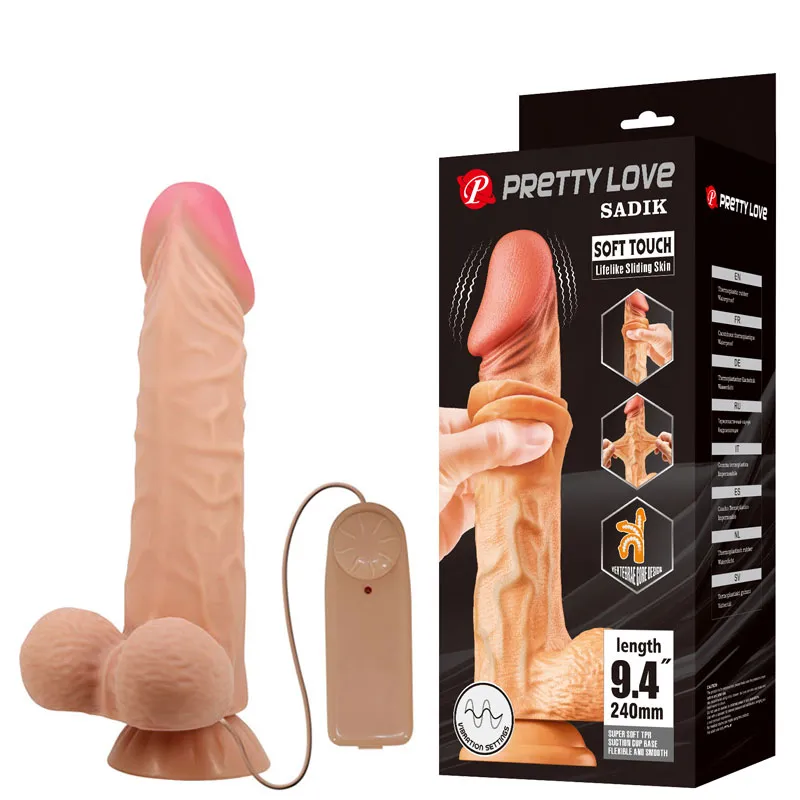 Pênis Realístico dupla camada 24 x 5 cm com vibro Escroto e Ventosa – pilha — foto 1 de 8