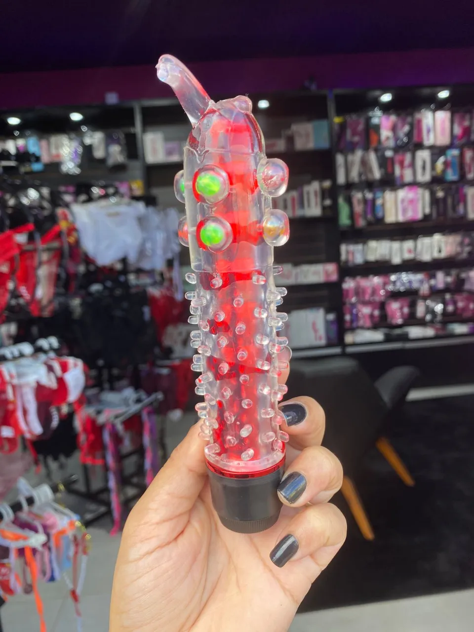 Vibrador Personal com Pérolas em formato de elefante- multivelocidade – pilha – Samuel Vermelho