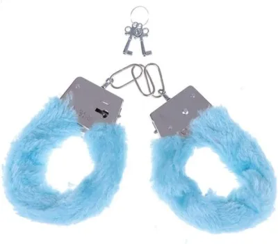 Algema de Metal com Pelúcia azul claro
