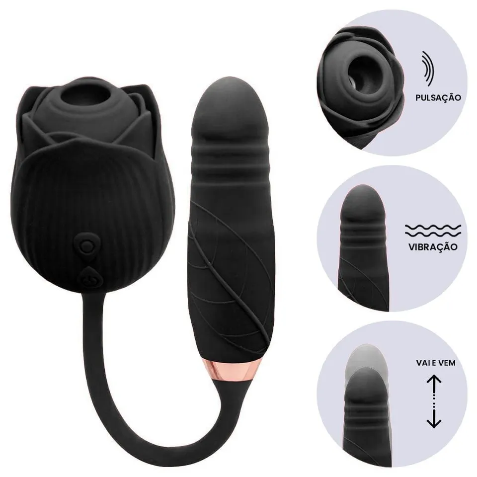 Vibrador Rosa COM estimulador ponto G vai e vem e pulsação no clitóris – Ref. 102642 — foto 1 de 4