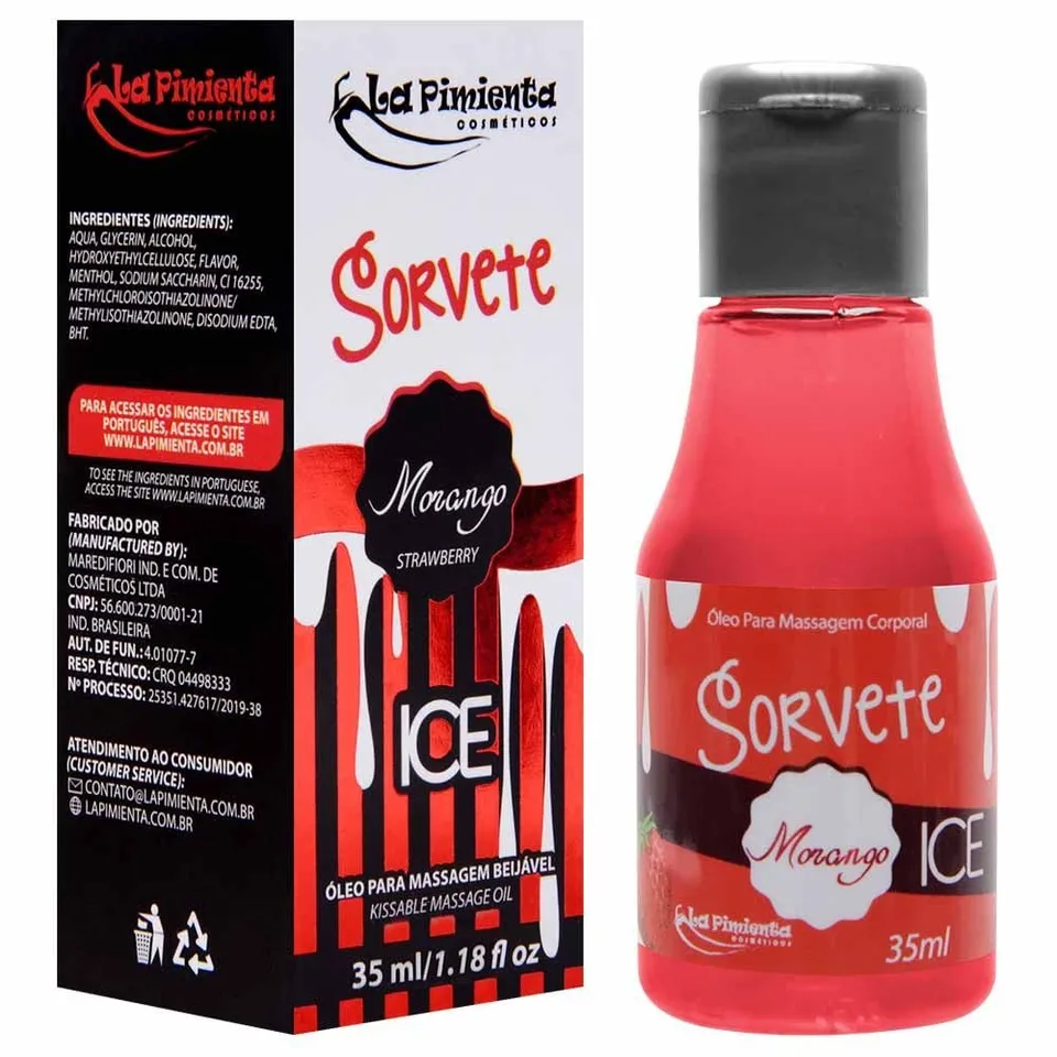 Gel Beijável Sorvete morango Ice 35 ml (esfria) — foto 1 de 2