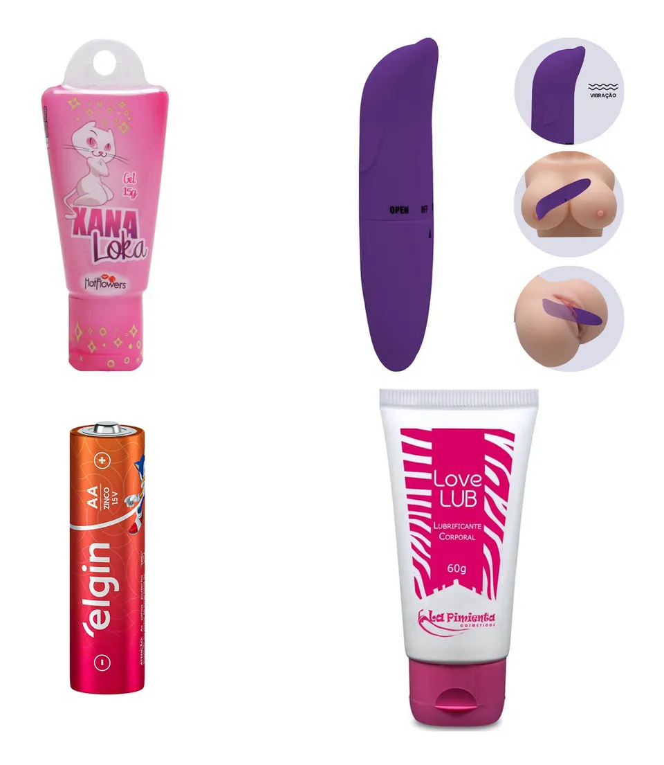Vibrador golfinho + xana loka + lubrificante neutro + pilha