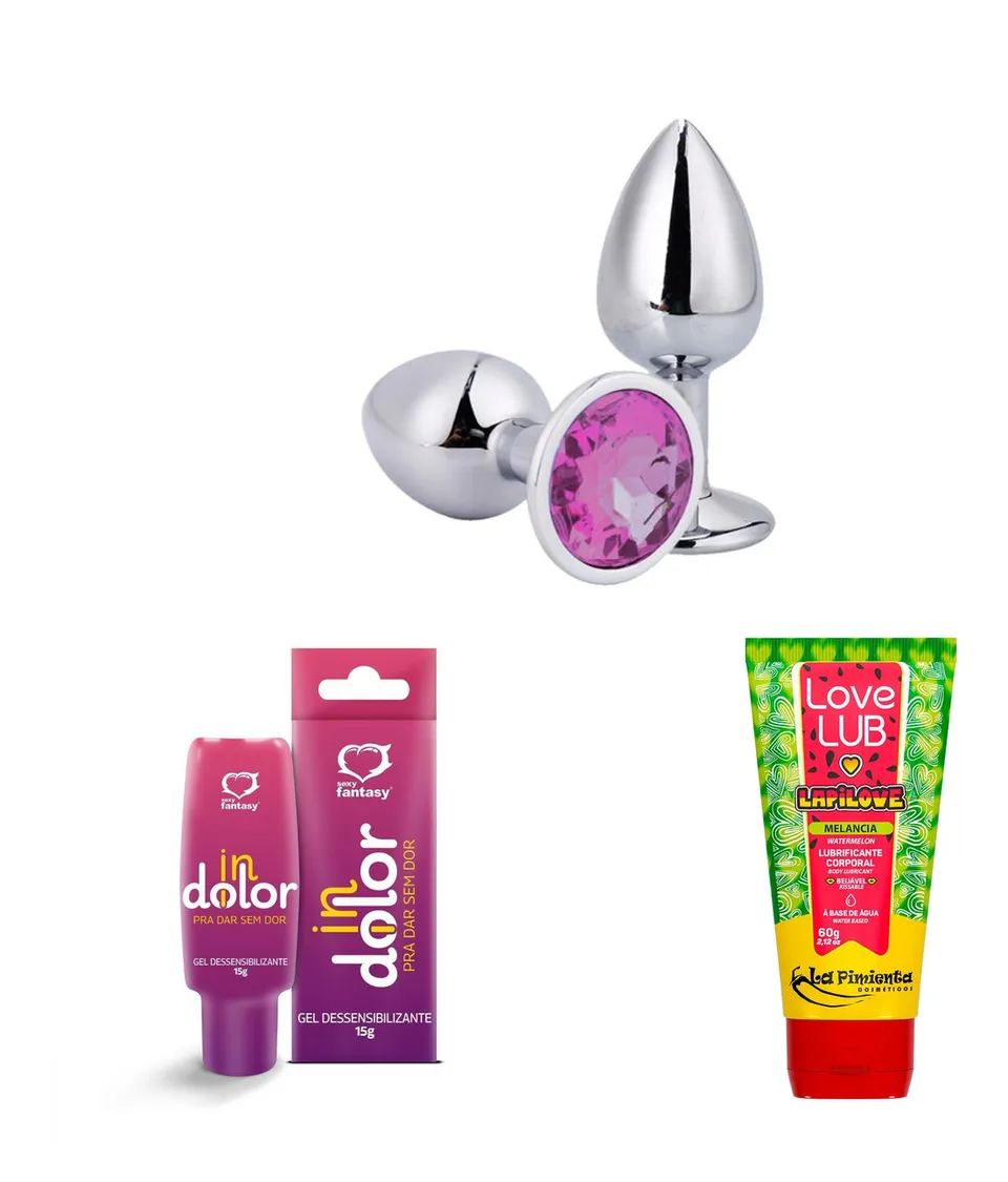 Plug anal tamanho + Anestésico suave + lubrificante beijável (P)